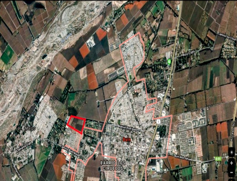 Terreno de 14,2 hectáreas en Buin, Linderos