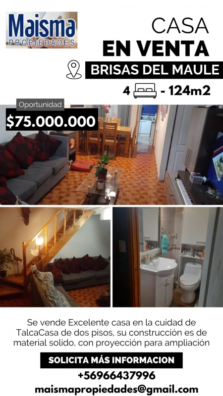 Se Vende Hermosa Casa en Brisas del Maule Talca