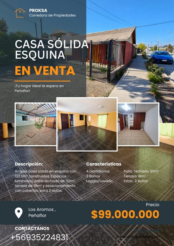 Fotografía de Casa Esquina 4D2B en Peñaflor | 123M2 | 2 Estacionamientos