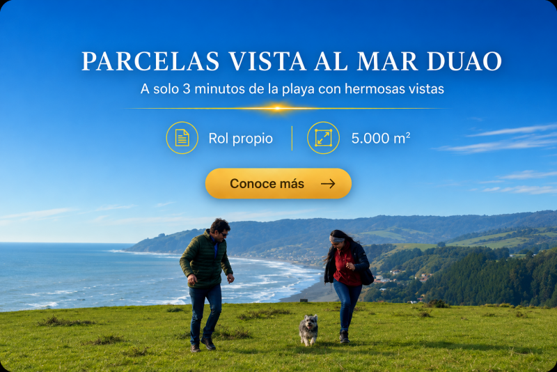 Liquidación parcelas vista al mar en Duao 5000m2 rol propio