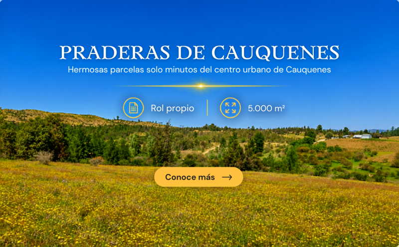 Parcelas en Cauquenes | a minutos centro | Opción de crédito