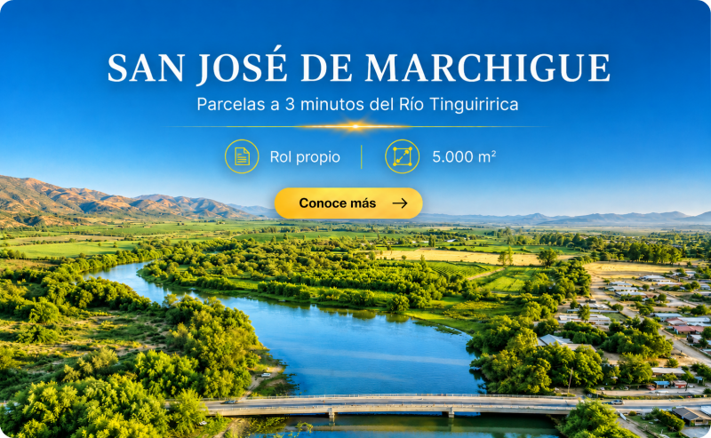 Parcelas a 3 minutos Río Tinguiririca y a 2 horas Santiago