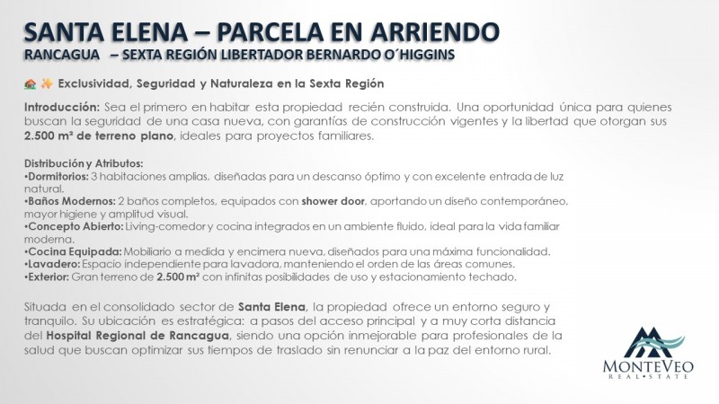 ¡a Estrenar! Casa Nueva en Parcela de 2.500 M² – Santa Elena