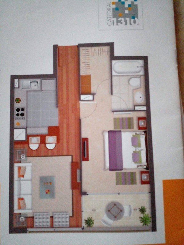 Depto de 1 Habitación en Santiago Centro - Santa Ana