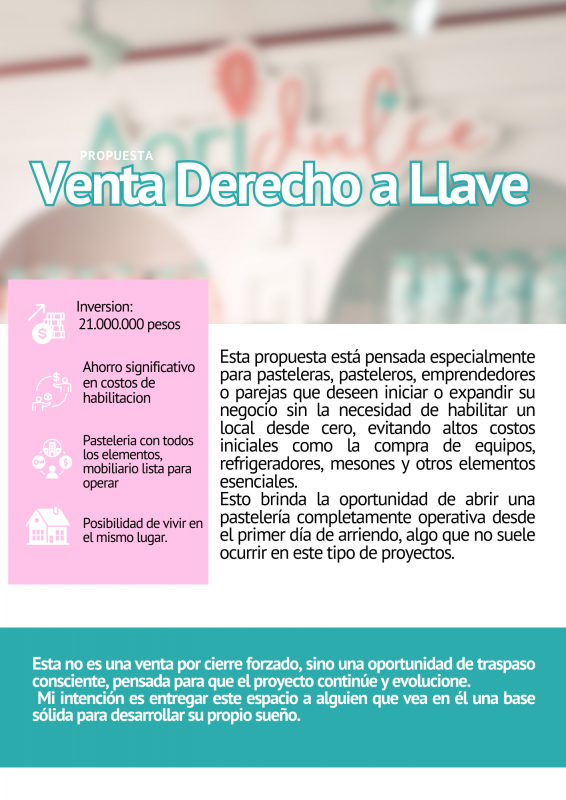 Derecho A Llave Pasteleria en Lo Barnechea