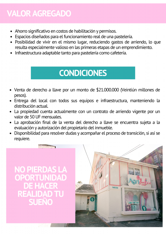 Derecho A Llave Pasteleria en Lo Barnechea