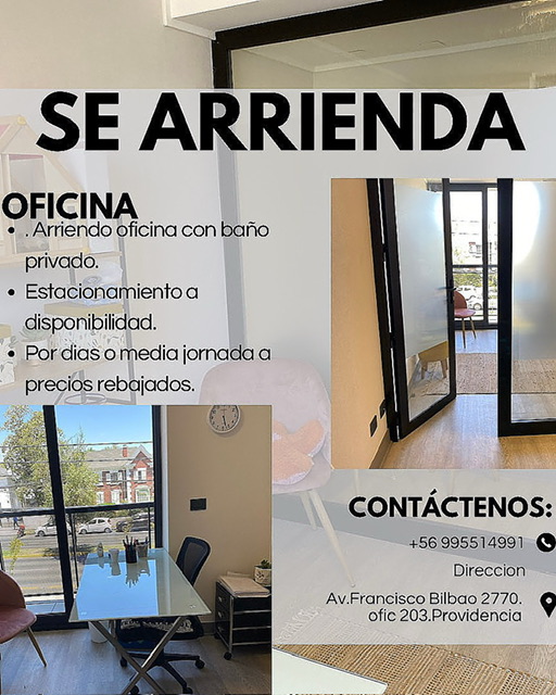 Se Arrienda Oficina Con un Box, Sala Espera y Baño Privado.