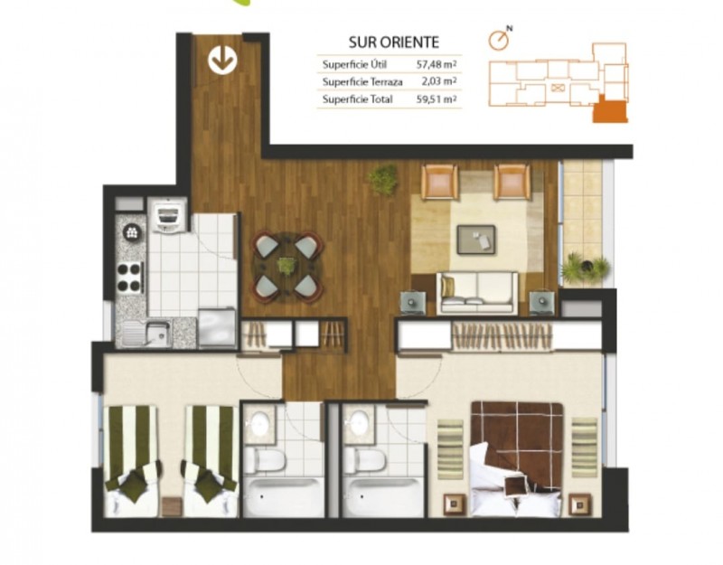Arriendo Departamento Semiamoblado – Santiago Centro