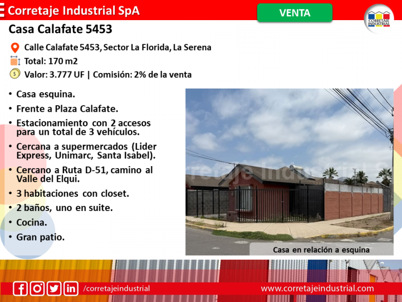 Casa Calafate 5453 Venta