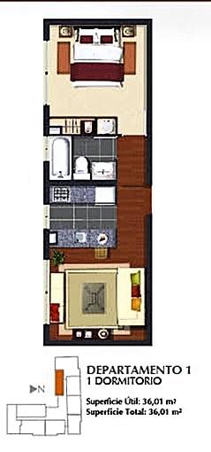 1D/1B, 36 M², 3Er Piso, A 3 Cuadras del Metro Santa Isabel
