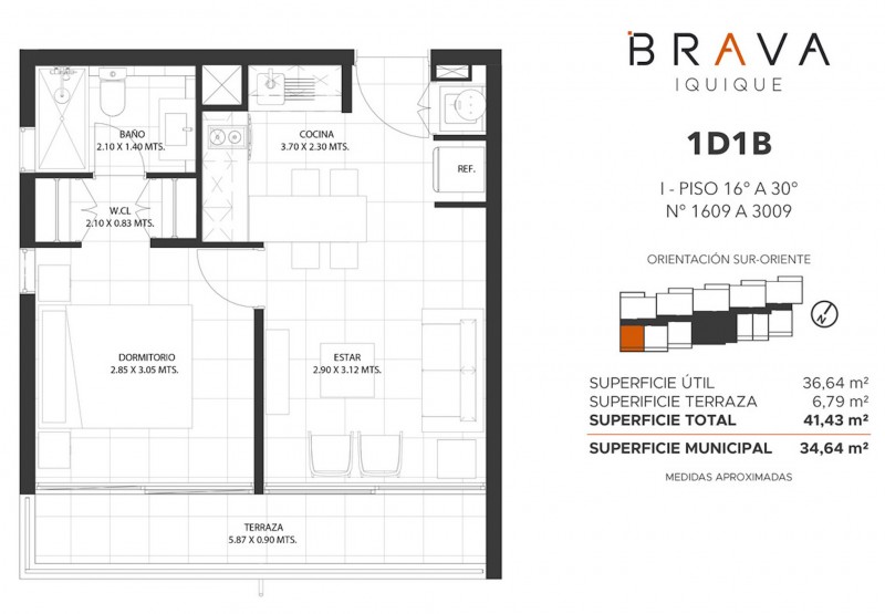 Cesión Depto 1D+1B Piso 29 | Edificio Brava Iquique