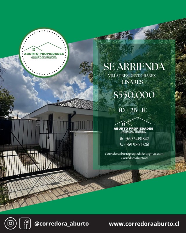 Hermosa Casa en Villa Presidente Ibañez
