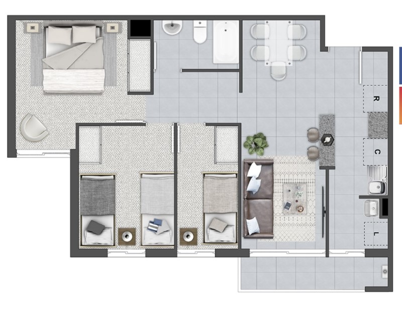 Arrienda Departamento Nuevo en Condominio Central Lantaño