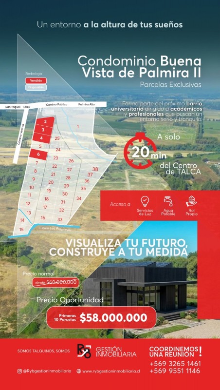Venta Exclusivo Proyecto Parcelas Bella Vista de Palmira Ii