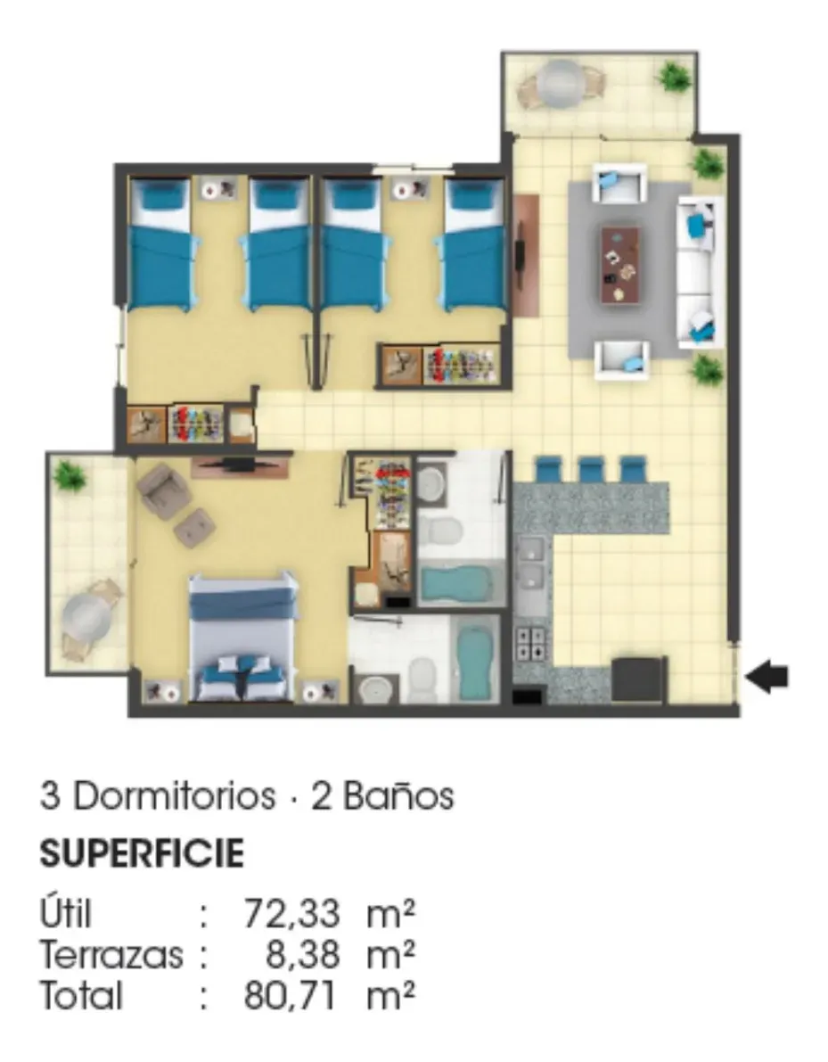 Departamento en Arriendo 3D 2B Est1 el Tabo