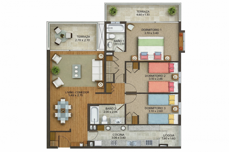 en Venta Departamento 3D2B Moderno Luminoso Providencia