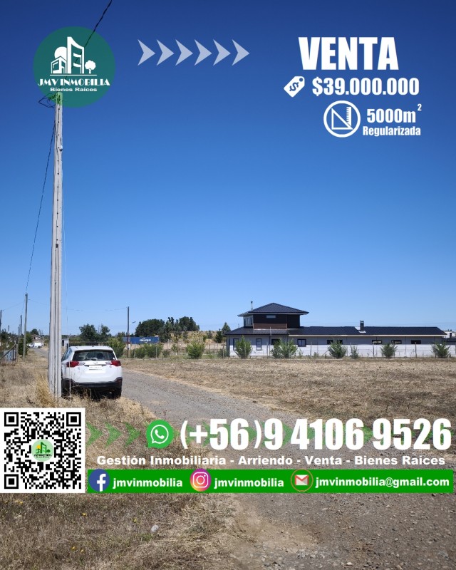 Vendo Parcela 5.000M2 Pasos de Camino Principal. Chillán