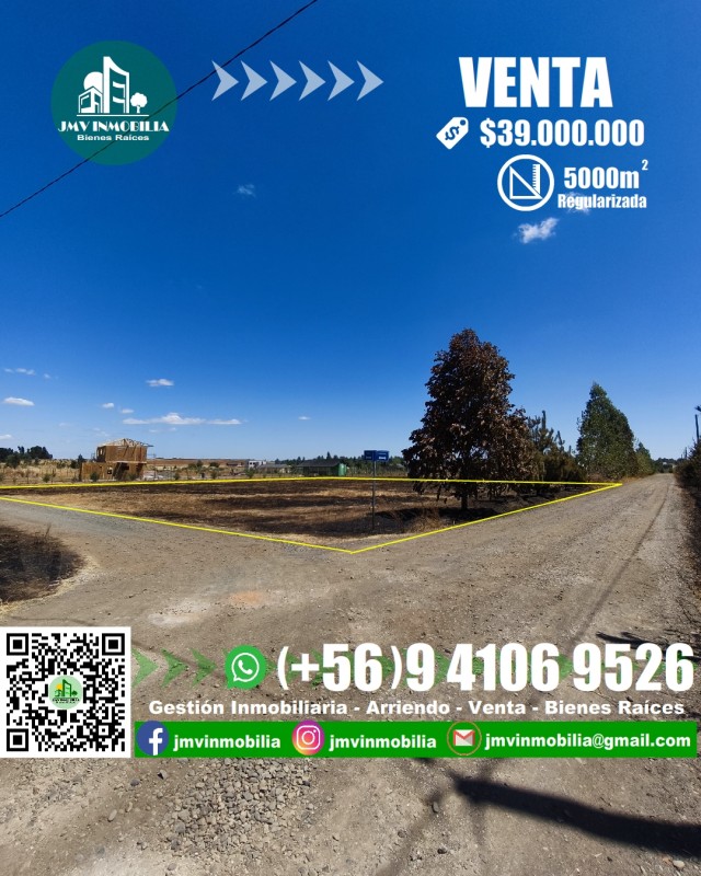 Vendo Parcela 5.000M2 Pasos de Camino Principal. Chillán
