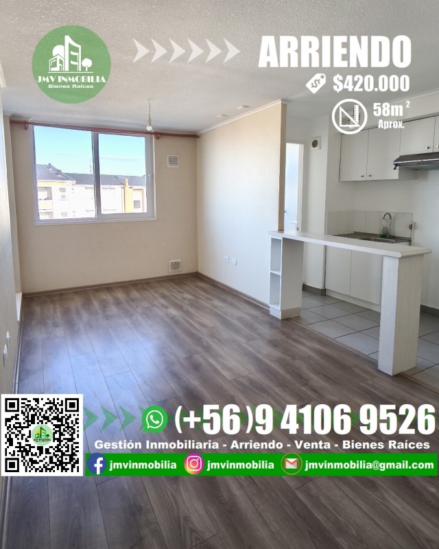 Arriendo Depto. 2D y 1B Con Estacionamiento. Chillán